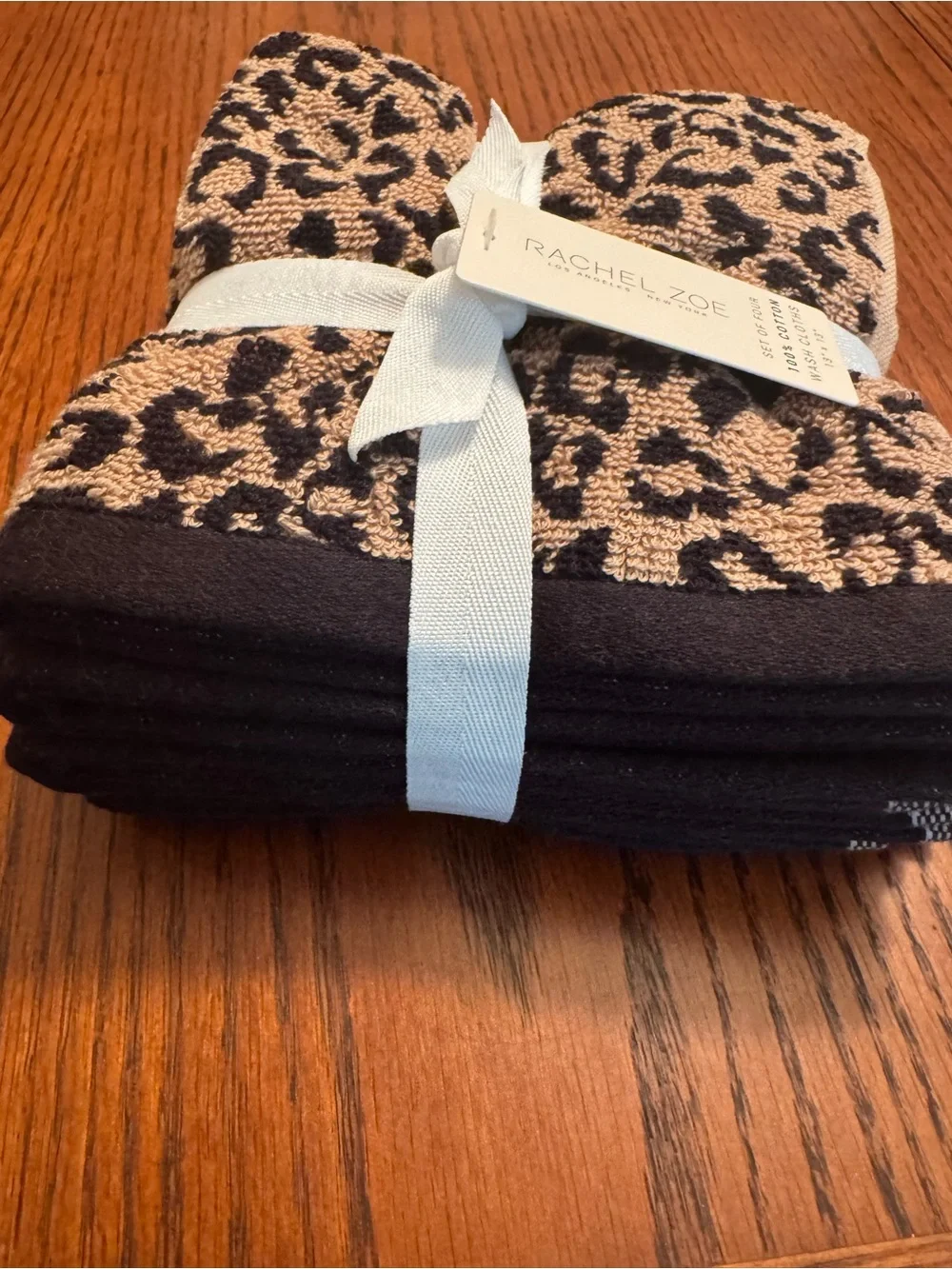 Rachel Zoe Leopard Cheetah Animal Cotton Wash Cloths - Brown Tones (4 pack)